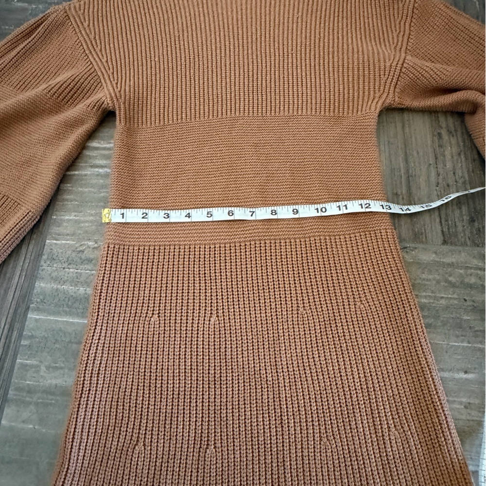 STAUD Marylebone Camel Long Sleeve Crewneck Knit Sweater Dress Size Large - Picture 11 of 11